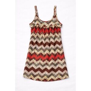 Nine's Womens XL Aztec Chevron Print Sleeveless Dress Brown Red
